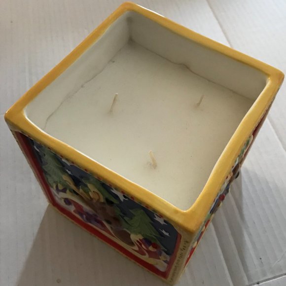Holiday Christmas Candle reindeer CERAMIC 5-1/2” Cube - Picture 7 of 8